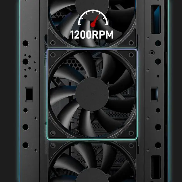 Alt view image 7 of 7 - DARKROCK EC2 Black ATX Mid Tower PC Case with 4x120mm Black Fan, Type-C Ready, Tempered Glass Side Panel, up to 8 x 120mm Cooling Fans & 1 x 360mm Radiator