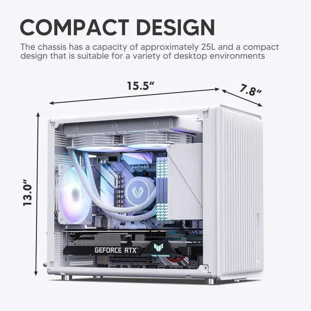 Alt view image 2 of 7 - Vetroo M06 Micro-ATX/Mini-ITX Gaming PC Case, Compact High Airflow Mesh Mid Tower, Supports 5×120mm Fans & 240mm Liquid Cooling, GPU Up to 355mm, Adjustable PSU Mount, USB Type-C I/O - White