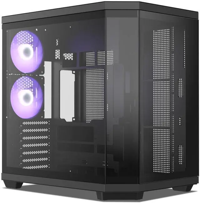 Main image of Vetroo CT3 ATX Mid-Tower Gaming Computer PC Case, Triple-Sided Tempered Glass Panoramic View, Supports 360mm Radiator & 11 Fans, Up to 410mm GPU, Type-C Ready, High-Airflow for 50 Series GPUs - Black