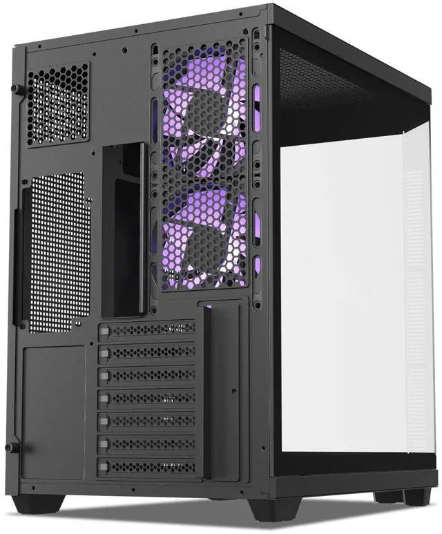 Alt view image 5 of 7 - Vetroo CT3 ATX Mid-Tower Gaming Computer PC Case, Triple-Sided Tempered Glass Panoramic View, Supports 360mm Radiator & 11 Fans, Up to 410mm GPU, Type-C Ready, High-Airflow for 50 Series GPUs - Black