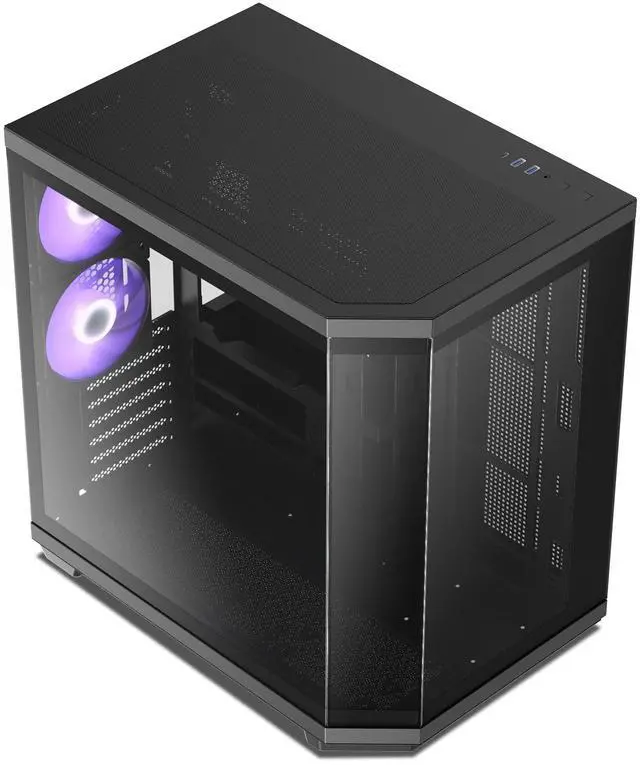 Alt view image 6 of 7 - Vetroo CT3 ATX Mid-Tower Gaming Computer PC Case, Triple-Sided Tempered Glass Panoramic View, Supports 360mm Radiator & 11 Fans, Up to 410mm GPU, Type-C Ready, High-Airflow for 50 Series GPUs - Black