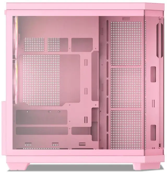 Alt view image 3 of 7 - Vetroo CT3 ATX Mid-Tower Gaming Computer PC Case, Triple-Sided Tempered Glass Panoramic View, Supports 360mm Radiator & 11 Fans, Up to 410mm GPU, Type-C Ready, High-Airflow for 50 Series GPUs - Pink