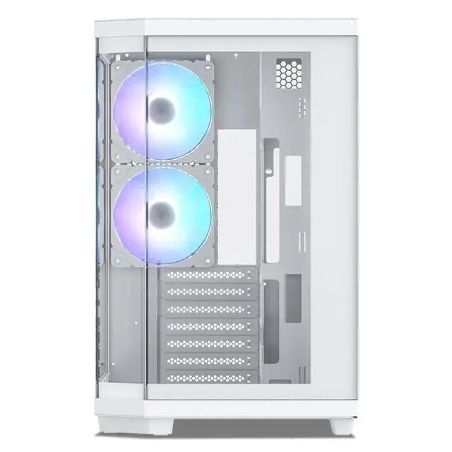 Alt view image 2 of 7 - Vetroo CT3 ATX Mid-Tower Gaming Computer PC Case, Triple-Sided Tempered Glass Panoramic View, Supports 360mm Radiator & 11 Fans, Up to 410mm GPU, Type-C Ready, High-Airflow for 50 Series GPUs - White