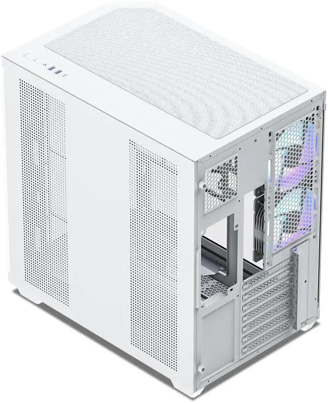 Alt view image 4 of 7 - Vetroo CT3 ATX Mid-Tower Gaming Computer PC Case, Triple-Sided Tempered Glass Panoramic View, Supports 360mm Radiator & 11 Fans, Up to 410mm GPU, Type-C Ready, High-Airflow for 50 Series GPUs - White