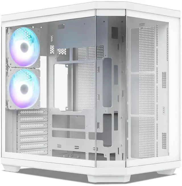 Main image of Vetroo CT3 ATX Mid-Tower Gaming Computer PC Case, Triple-Sided Tempered Glass Panoramic View, Supports 360mm Radiator & 11 Fans, Up to 410mm GPU, Type-C Ready, High-Airflow for 50 Series GPUs - White