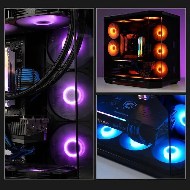 Alt view image 7 of 7 - Vetroo 3 Pack 120mm ARGB & PWM Case Cooling Fans with Controller Computer PC Cooler Black Frame High Airflow High-Performance with 5V 3pin Motherboard Sync
