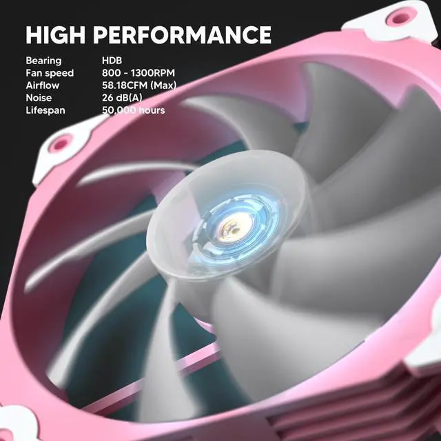 Alt view image 3 of 7 - Vetroo 3 Pack 120mm ARGB & PWM Case Cooling Fans with Controller Computer PC Cooler Pink Frame High Airflow High-Performance with 5V 3pin Motherboard Sync