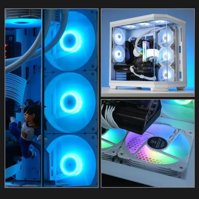 Alt view image 7 of 7 - Vetroo 3 Pack 120mm ARGB & PWM Case Cooling Fans with Controller Computer PC Cooler White Frame High Airflow High-Performance with 5V 3pin Motherboard Sync