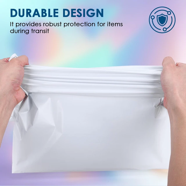 Alt view image 5 of 7 - 100 Packs 10 x 13 Inchs White Poly Mailers Envelopes Shipping Bags with Self Sealing Adhesive Strip, Waterproof & Tearproof Postal Bags Lightweight Shipping Mailers Bags 10" x 13"