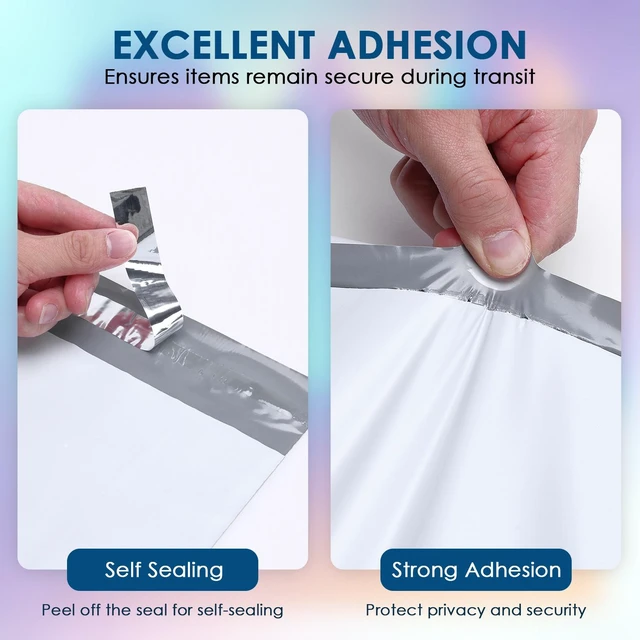 Alt view image 3 of 7 - 100 Packs 10 x 13 Inchs White Poly Mailers Envelopes Shipping Bags with Self Sealing Adhesive Strip, Waterproof & Tearproof Postal Bags Lightweight Shipping Mailers Bags 10" x 13"