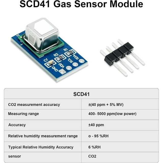 Alt view image 3 of 4 - GANGXUN SCD41 SCD41 Gas Sensor Module Detects CO2, Carbon Dioxide, GANGXUN SCD41 Gas Sensor Modules, Temperature and Humidity in One Sensor with I2C Communication