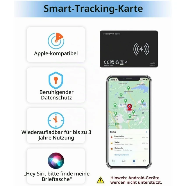 Alt view image 3 of 3 - GANGXUN 2 x Wallet Tracker Card, Air Tracker Tag Card, 1.6 mm, Air Smart Tag Card, Rechargeable (I-OS Only) Purses, Item Finder with IP68 Waterproof, Applicable to Find My App