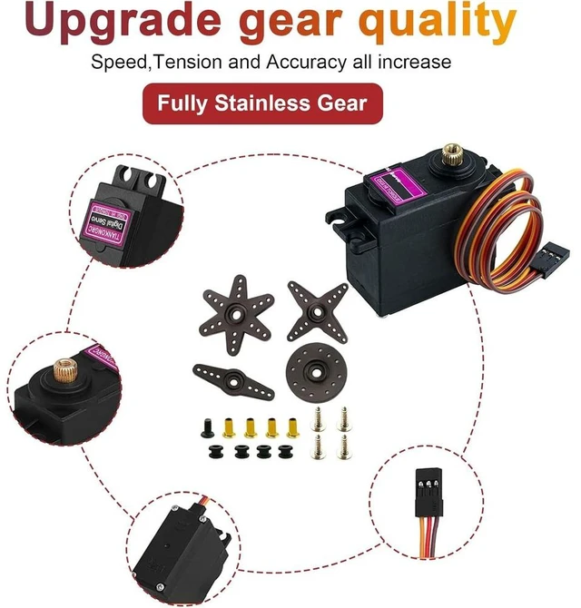 Main image of GANGXUN Set of 4 Servo Digital Metal, 13 kg Servo Motor, High Speed Torque for RC Aeroplane Helicopter, RC Servo 180° for Robot Arms, RC Car Boat