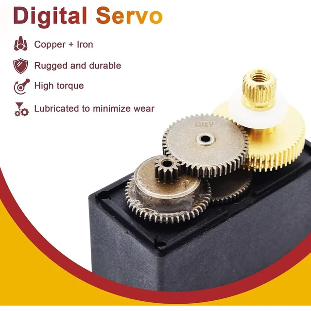 Alt view image 3 of 4 - GANGXUN Set of 4 Servo Digital Metal, 13 kg Servo Motor, High Speed Torque for RC Aeroplane Helicopter, RC Servo 180° for Robot Arms, RC Car Boat