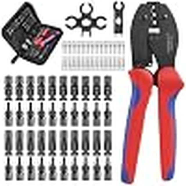 Alt view image 2 of 3 - GANGXUN Solar crimping tool set for 2.5/4/6 mm2 PV cable, includes 20 pairs of solar plugs (male/female), 1 x crimping tool and 2 x wrenches, tool set for secure solar cable connections