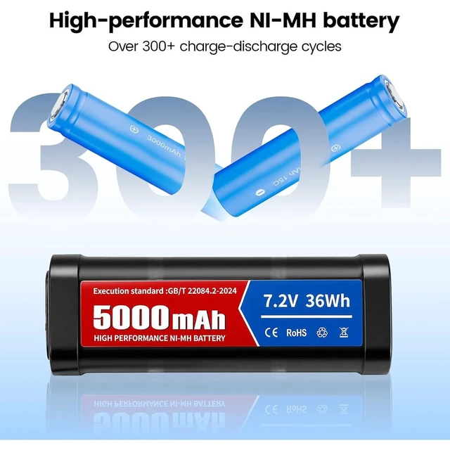 Alt view image 3 of 3 - GANGXUN 7.2 V 5000 mAh NiMH Battery, RC Battery with KET-2P Plug and USB Charging Cable, Rechargeable Battery for RC Car, Truck, Plane, Helicopter, Boat, Pack of 2