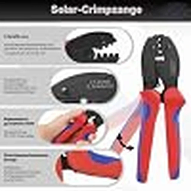 Alt view image 2 of 3 - GANGXUN Solar Crimping Pliers Set for 2.5-6mm2 PV Cable, Includes Crimping Tool & Wire Stripper, 12 Pairs Solar Plugs (Male & Female) and 2× Mounting Wrench, Tool Kit for Photovoltaic Solar Cable