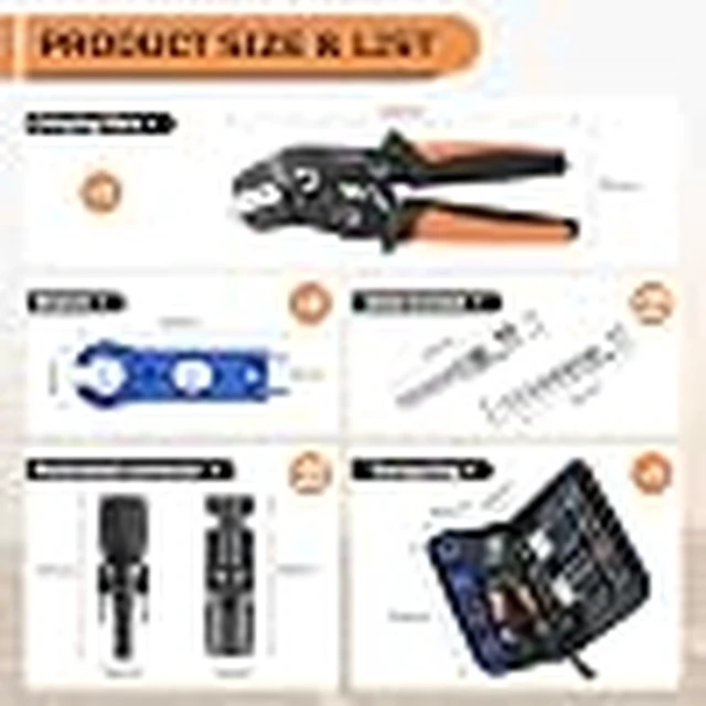 Alt view image 3 of 4 - GANGXUN Solar Crimping Tool Set for 2.5-6mm2 PV Cable, Includes 20 Pairs of Solar Plugs (Male & Female), 1× Crimping Tool and 2× Mounting Wrench, Tool Kit for Photovoltaic Cable Connections