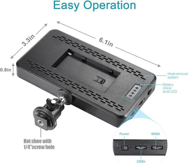 Alt view image 2 of 12 - W228 LED Video Light 6000k Dimmable Ultra Bright Panel Digital Camera/Camcorder Light, LED Light (No Battery)