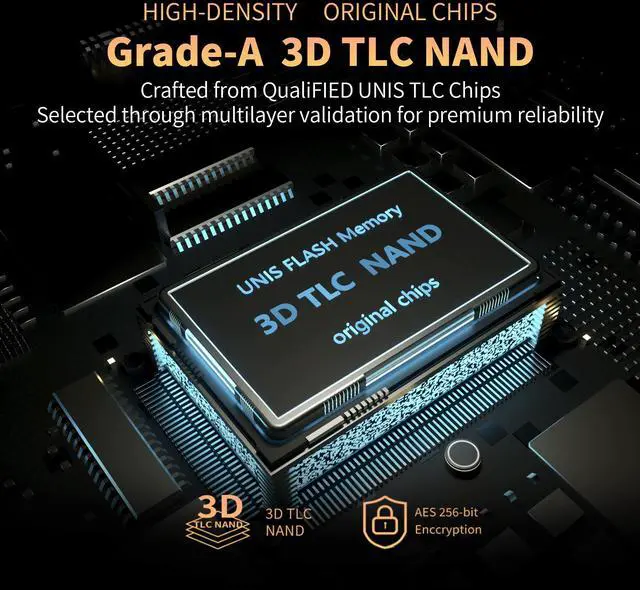 Alt view image 4 of 7 - GANGXUN NVME 2TB SSD - 5 Year Warranty - PCIe 4.0, 6400MB/s Read, 5700MB/s Write, Superior Cooling