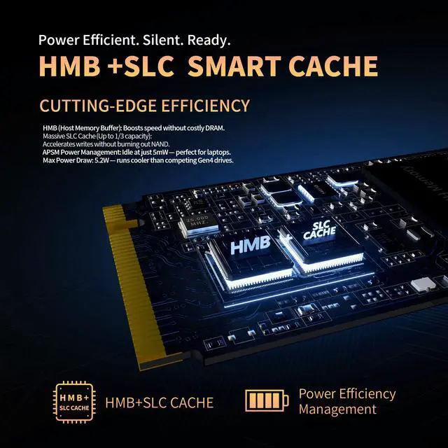 Alt view image 6 of 7 - GANGXUN NVME 2TB SSD - 5 Year Warranty - PCIe 4.0, 6400MB/s Read, 5700MB/s Write, Superior Cooling