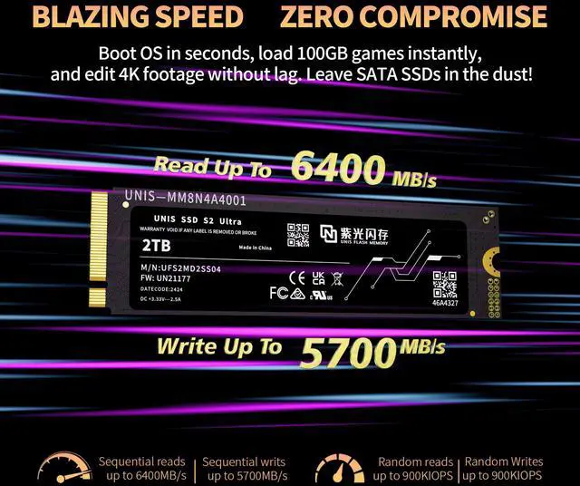 Alt view image 7 of 7 - GANGXUN NVME 2TB SSD - 5 Year Warranty - PCIe 4.0, 6400MB/s Read, 5700MB/s Write, Superior Cooling