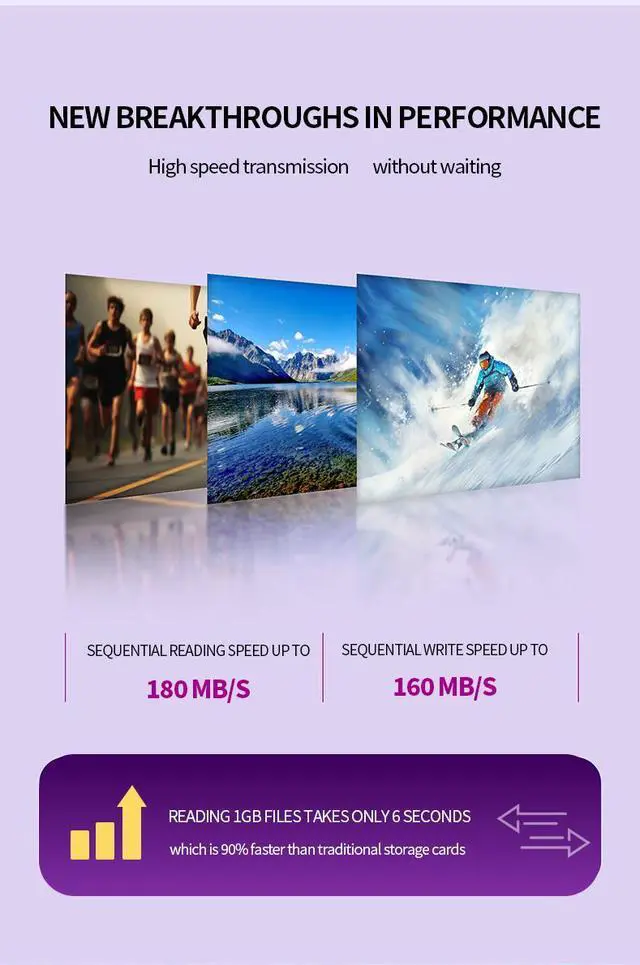 Alt view image 3 of 7 - UF 200 128GB Micro SD Card with 180MB/s Read Speed, A2/C10/U3/V30 Rated for Smartphones, USB-C Cameras, Drones, PS5, and Security Systems