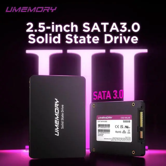 Alt view image 2 of 7 - UMEMORY 2.5" SATA III Internal SSD, Up to 500MB/s High-Speed Solid State Drive, Fast Boot & Storage Upgrade for Laptop and Desktop PC 250GB