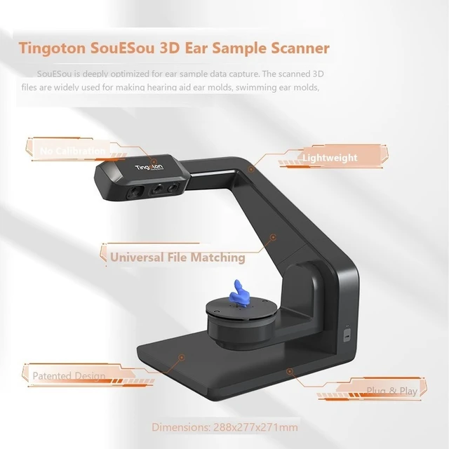 Alt view image 3 of 6 - GANGXUN SouESou 3D Ear Sample Scanner, Ear Mold 3D Scanner for Hearing Aid Fitting Centers, 0.05mm Precision, OBJ/STL Output