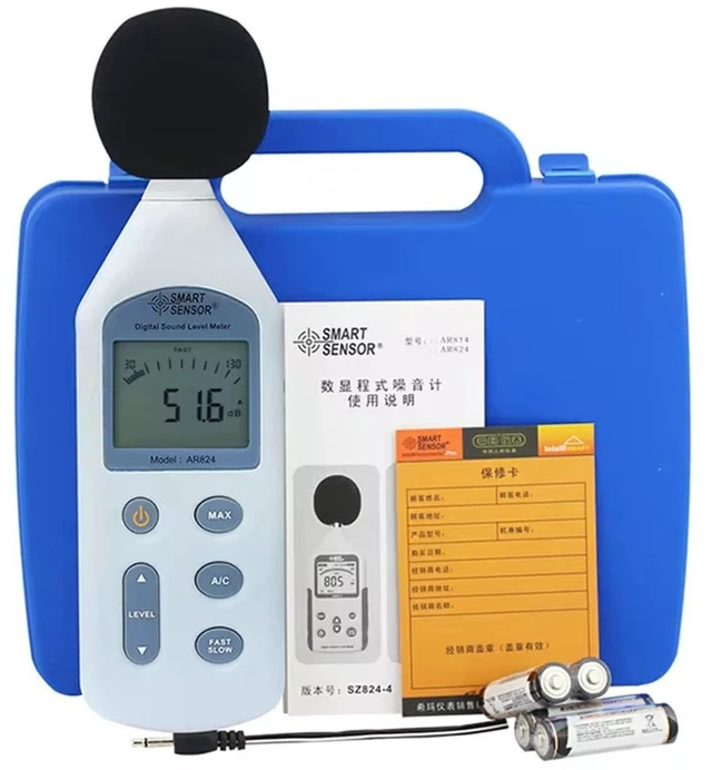 Alt view image 5 of 5 - Smart Sensor AR824 MAX Sound Level Meter, 35-130dB Digital SPL Meter with Windscreen, for Sound Field Calibration and Noise Testing