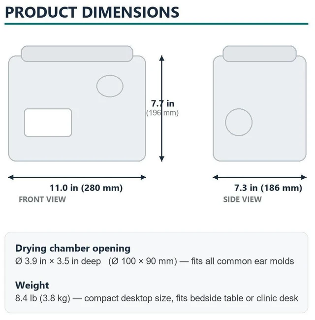 Alt view image 6 of 7 - Tingoton Hearing Aid Dryer Vacuum Drying Care Machine, 3-in-1 Dehumidifier Cleaner with Timer for All Hearing Aids Cochlear Implants Earmolds