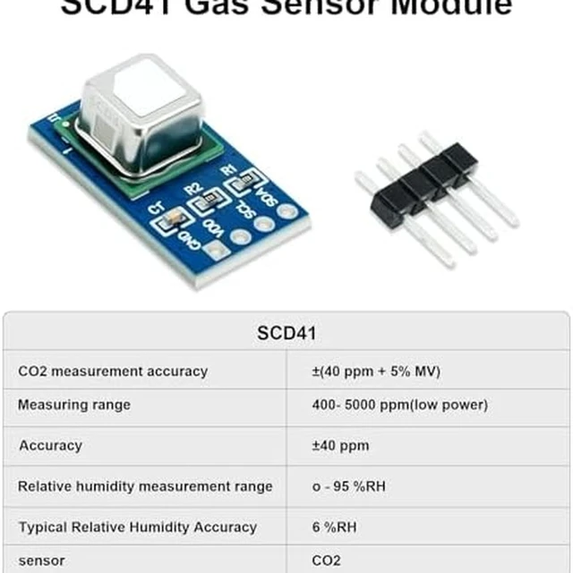Alt view image 3 of 7 - GANGXUN SCD41 CO2 Gas Sensor Module with Temperature & Humidity Sensor, I2C Communication, 400-5000ppm Range, 2.4-5.5V, Compatible with Arduino Raspberry Pi, Air Quality Monitoring