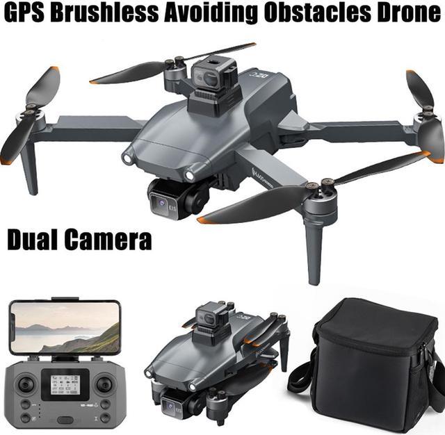 Brushless Drone with Camera for Adults 4K 1080P GPS Drone Follow Me RC  Quadcopter Helicopter L600 Pro Max Dual Cameras with Storage Bag Gray 4K  Dual