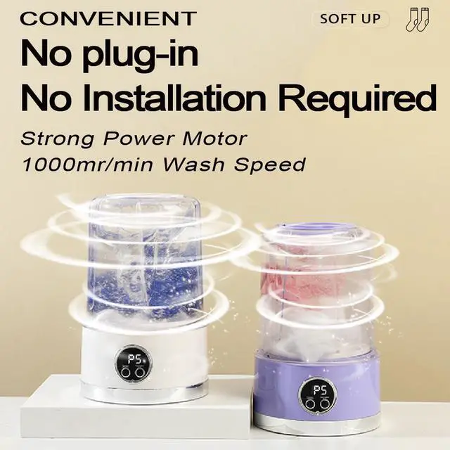 Alt view image 3 of 7 - NO. Ultra-Portable Cordless Mini Washing Machine for Underwear&Socks - 1000ml Handheld Washer Cup Rechargeable Fast-Cycle Cleaning for Baby Clothes Travel Camping RV Dorm&Apartment Green