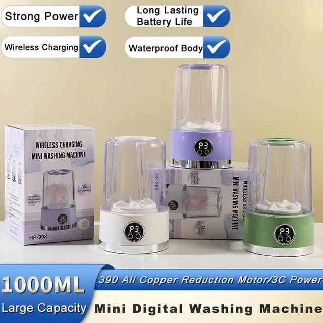 Alt view image 2 of 7 - NO. Ultra-Portable Cordless Mini Washing Machine for Underwear&Socks - 1000ml Handheld Washer Cup Rechargeable Fast-Cycle Cleaning for Baby Clothes Travel Camping RV Dorm&Apartment Green