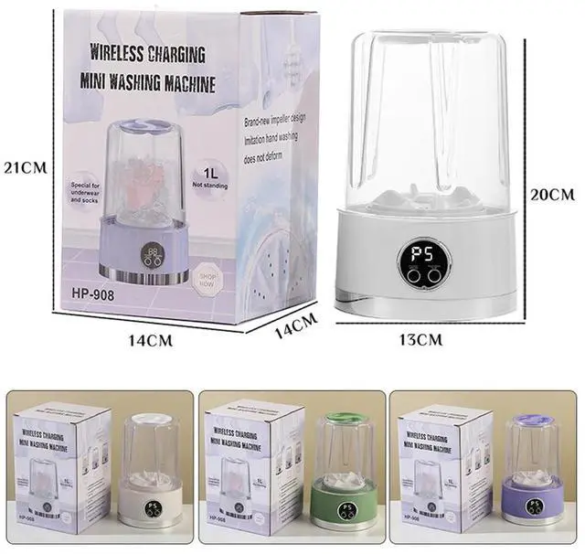 Alt view image 5 of 7 - NO. Ultra-Portable Cordless Mini Washing Machine for Underwear&Socks - 1000ml Handheld Washer Cup Rechargeable Fast-Cycle Cleaning for Baby Clothes Travel Camping RV Dorm&Apartment Green