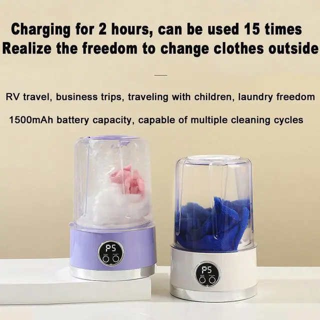 Alt view image 7 of 7 - NO. Ultra-Portable Cordless Mini Washing Machine for Underwear&Socks - 1000ml Handheld Washer Cup Rechargeable Fast-Cycle Cleaning for Baby Clothes Travel Camping RV Dorm&Apartment Green