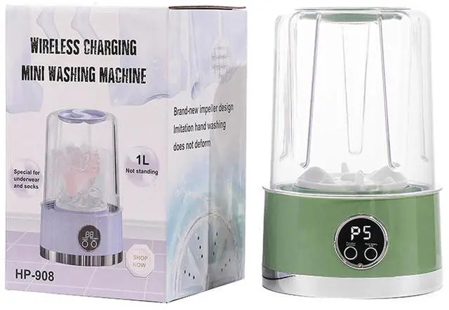 Main image of NO. Ultra-Portable Cordless Mini Washing Machine for Underwear&Socks - 1000ml Handheld Washer Cup Rechargeable Fast-Cycle Cleaning for Baby Clothes Travel Camping RV Dorm&Apartment Green