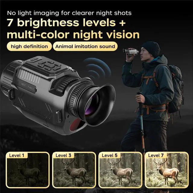 Alt view image 3 of 7 - 4K Night Vision Goggles Night Vision Camera Digital Camera Dual-use Day & Night with WiFi Transmission 32G Card 28x Zoom 64MP Photo IPS Display Weatherproof 8H Battery