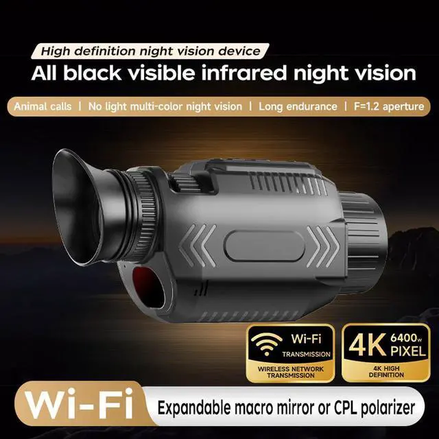 Alt view image 2 of 7 - 4K Night Vision Goggles Night Vision Camera Digital Camera Dual-use Day & Night with WiFi Transmission 32G Card 28x Zoom 64MP Photo IPS Display Weatherproof 8H Battery