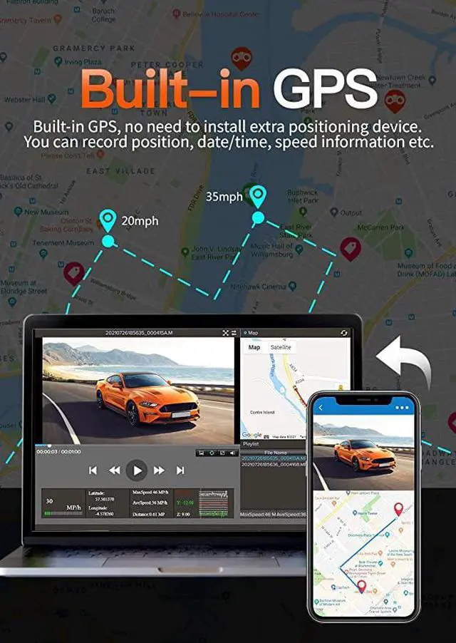 Alt view image 5 of 6 - WOLFBOX i07 Dash Cam, 3 Channel Dash Cam Built in WiFi GPS, 4K+1080P Dash Camera Front and Inside, 2K 1440P+1080P+1080P, 3" LCD Super IR Night Vision, 24 Hours Parking Monitor, Support 128GB Max