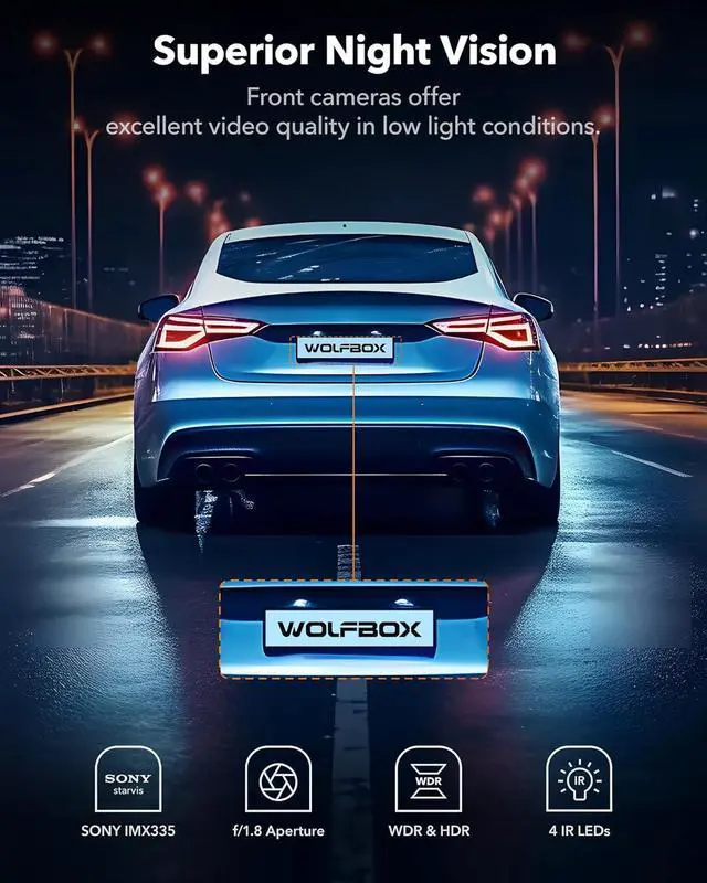 Alt view image 6 of 7 - WOLFBOX i17 Dash Cam Front Inside, 4K+2.5K 5G WiFi Dual Dash Camera with 64GB Card, 2160P UHD 3" LCD Car Camera for Cars with Super IR Night Vision, Smart Parking Monitor, GPS, Loop Recording