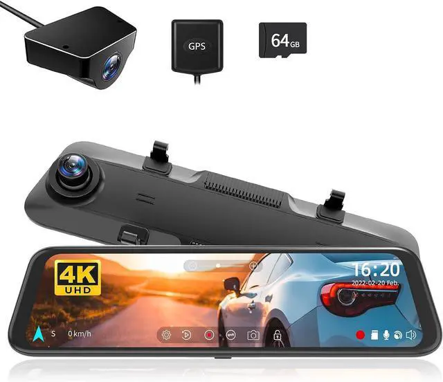 Main image of WOLFBOX G850 4K Mirror Dash Cam: 12'' Rear View Mirror Camera for Car,Dual Dash Cameras Front and Rear,Super Night Vision,Parking Monitoring,Reversing Assistance,64GB TF Card & GPS