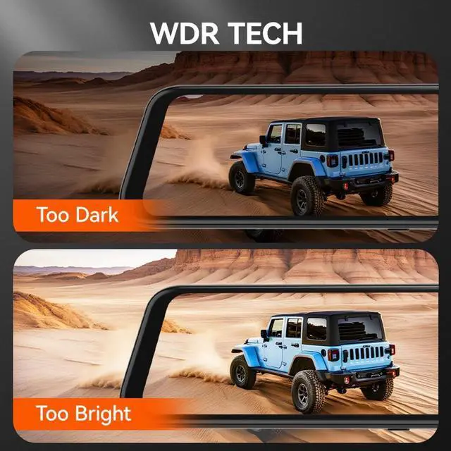 Alt view image 5 of 6 - WOLFBOX G850 4K Mirror Dash Cam: 12'' Rear View Mirror Camera for Car,Dual Dash Cameras Front and Rear,Super Night Vision,Parking Monitoring,Reversing Assistance,64GB TF Card & GPS