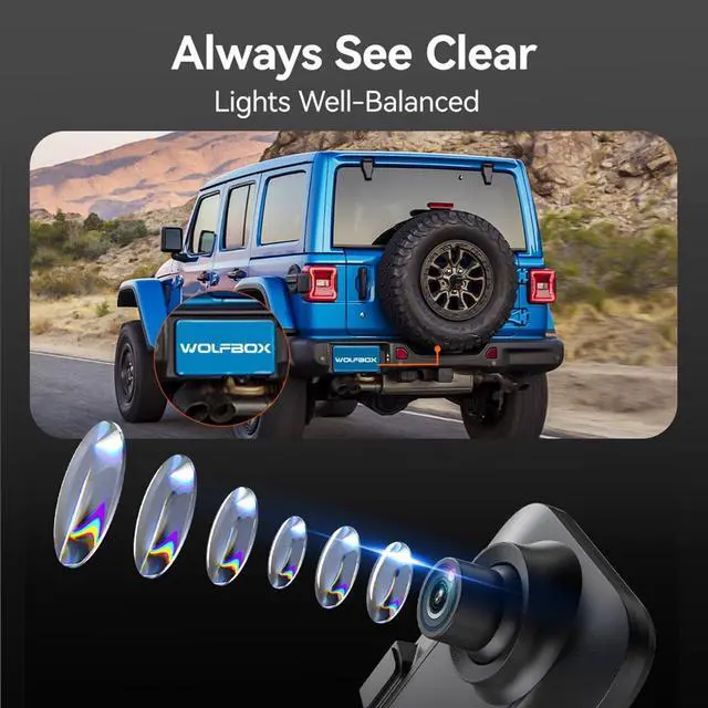 Alt view image 3 of 6 - WOLFBOX G850 4K Mirror Dash Cam: 12'' Rear View Mirror Camera for Car,Dual Dash Cameras Front and Rear,Super Night Vision,Parking Monitoring,Reversing Assistance,64GB TF Card & GPS