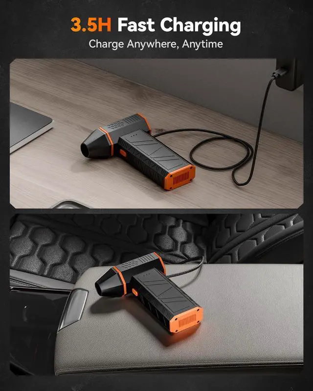 Alt view image 5 of 7 - WOLFBOX MF50 Cordless Air Duster Blower - 110000 RPM High-Speed, 3-Speed Adjustable, Rechargeable Battery & Ultra-Portable Design for Electronics, Cars, Home, Outdoor & Keyboard Cleaning
