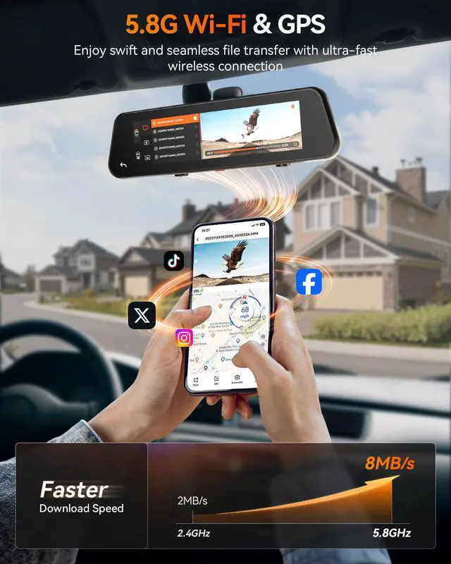 Alt view image 4 of 7 - WOLFBOX 12inch G900 PRO Mirror Dash Cam with STARVIS 2 IMX678, Rear View Mirror Camera with Front 4K and Rear 2.5K, Included 128GB Card, Voice Control, 5.8GHz WiFi, Loop Recording, G-Sensor & GPS