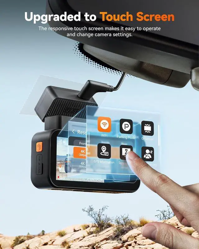 Alt view image 7 of 7 - WOLFBOX X5 3-Channel 4K Dash Cam - Car Camera  with STARVIS 2 IMX678 Sensor, 4K+2.5K+1080P, 5.8GHz WiFi, GPS, Touch Screen, Voice Control, 128GB Card Included (Up to 512GB Support)