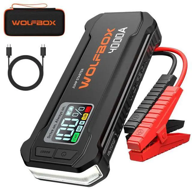 Main image of WOLFBOX JS24 4000A Black Jump Starter,12V Car Battery Jump Starter Without PD65W fast charger, 24000mAh Portable Jump Starter Battery Pack(10L Gas 10L Diesel Engine) with Booster,LED Light