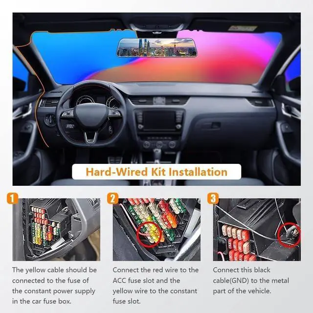 Alt view image 4 of 6 - WOLFBOX USB C Hardwire Kit for G840S/G930/G850 PRO/G850/G900/G900 PRO/G840H Mirror Dash Cam, Parking Monitor with Multiple Size connectors